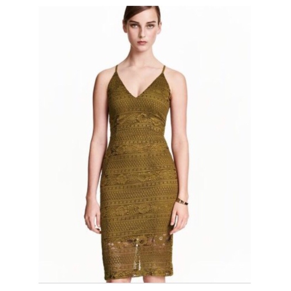 NWT H&M Green Lace Dress Sz 6